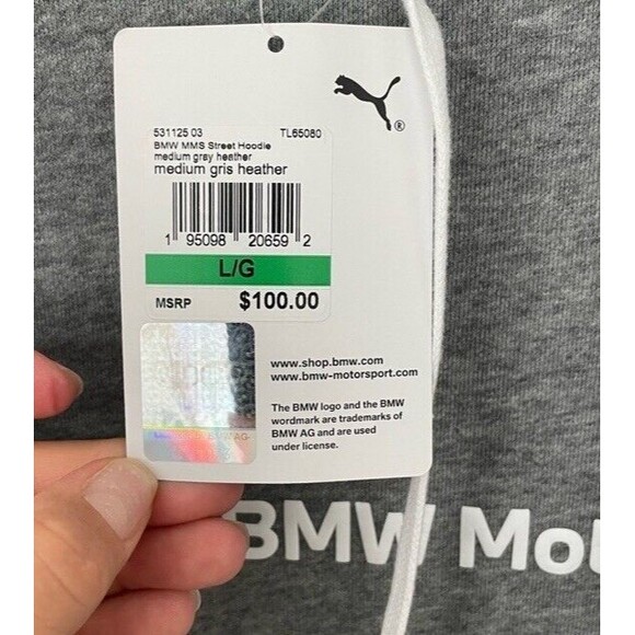 PUMA BMW Motorsport Street Oversized Hoodie Heathered Gray M1 Procar Large NEW - Picture 6 of 11